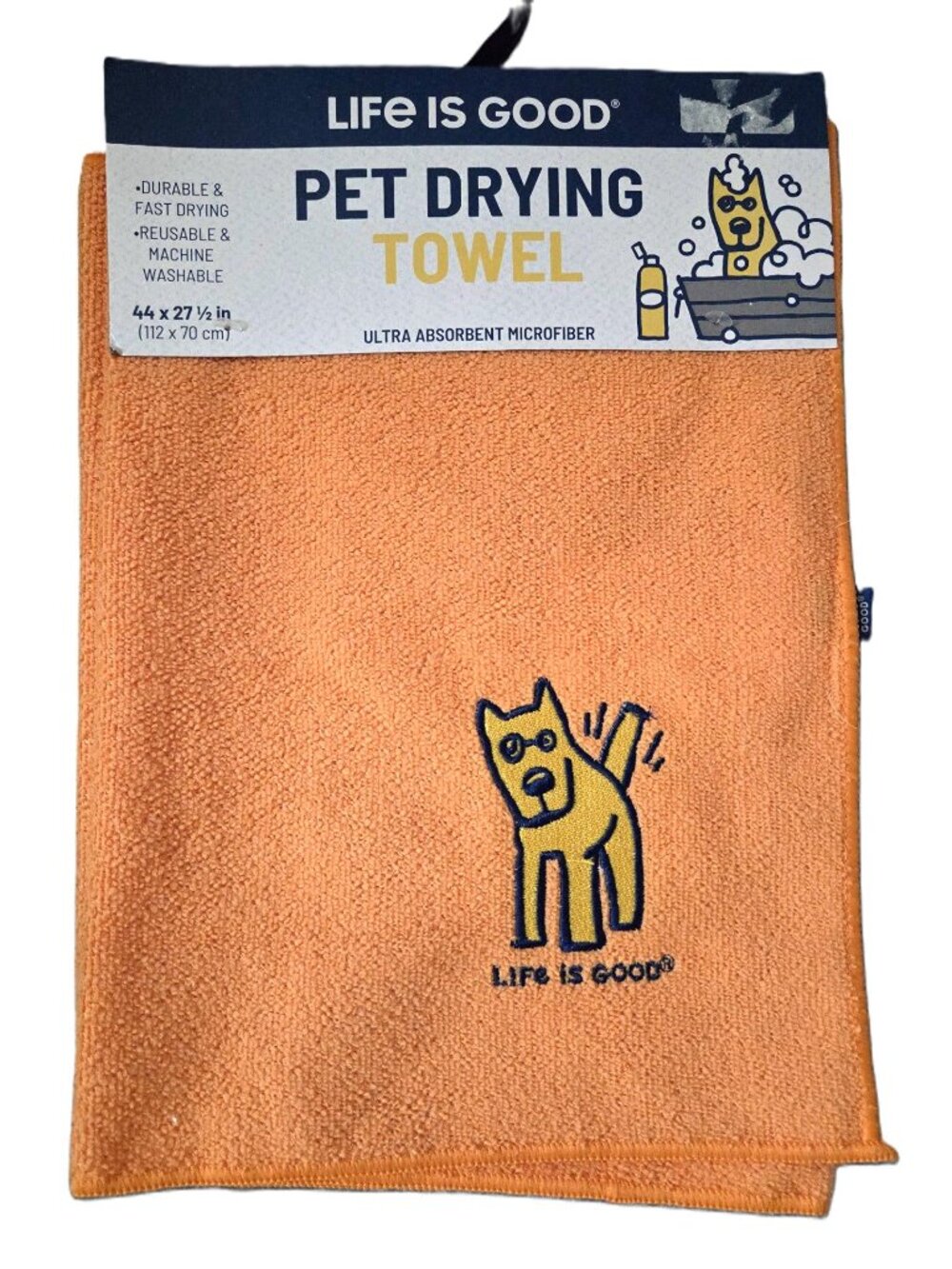 LIFE IS GOOD Pet Drying Microfiber Orange Towel NWT